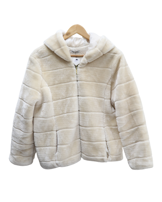 Manteau en fourrure à capuche blanc - M/L