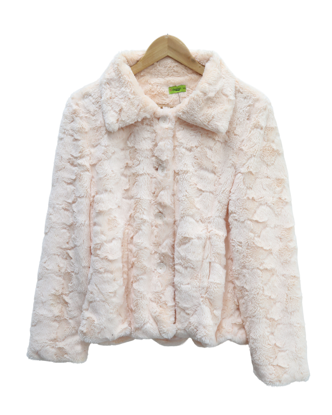 Manteau rose pâle en fourure - K-design - XXL