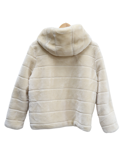 Manteau en fourrure à capuche blanc - M/L