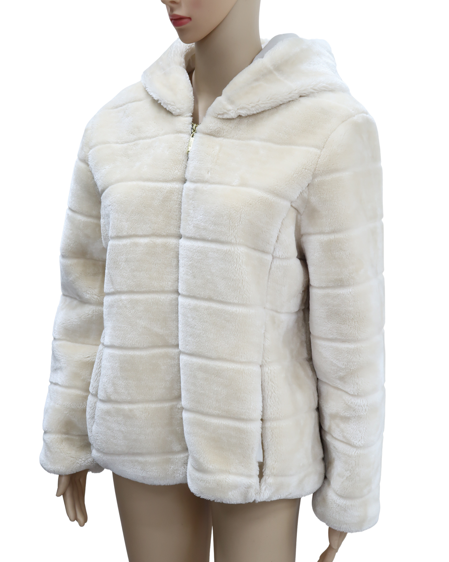 Manteau en fourrure à capuche blanc - M/L