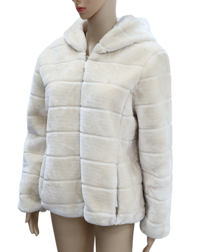 Manteau en fourrure à capuche blanc - M/L