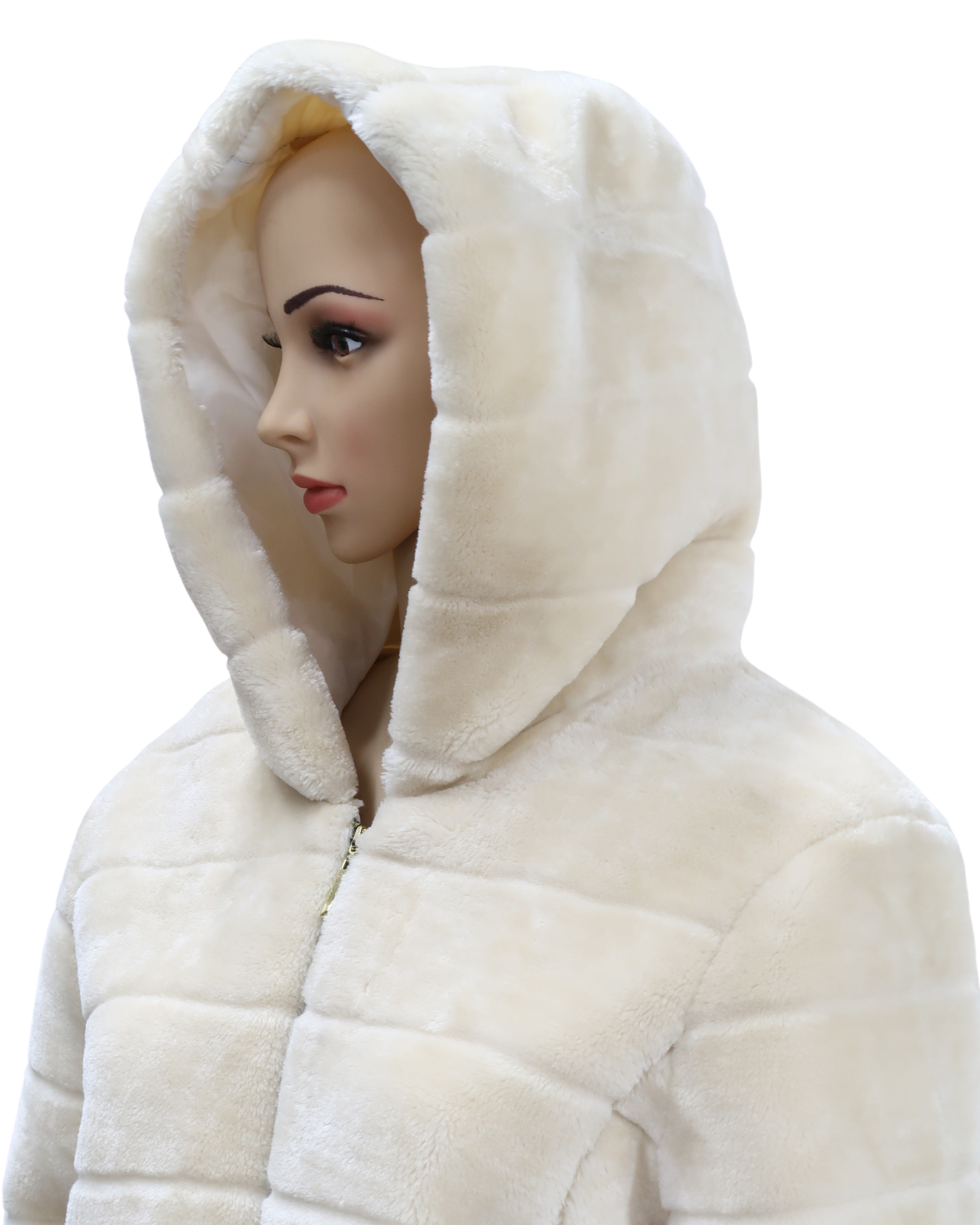 Manteau en fourrure à capuche blanc - M/L