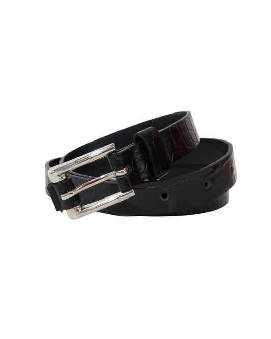 Ceinture noire motif serpent