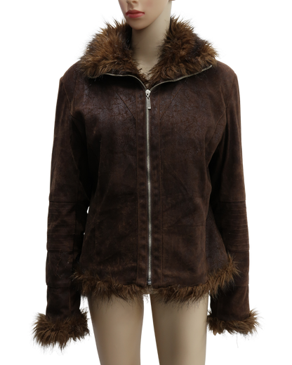 Manteau en daim marron - Leatitia Rosa - XL