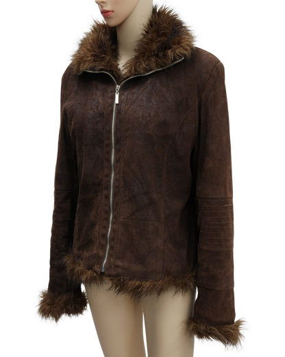 Manteau en daim marron - Leatitia Rosa - XL