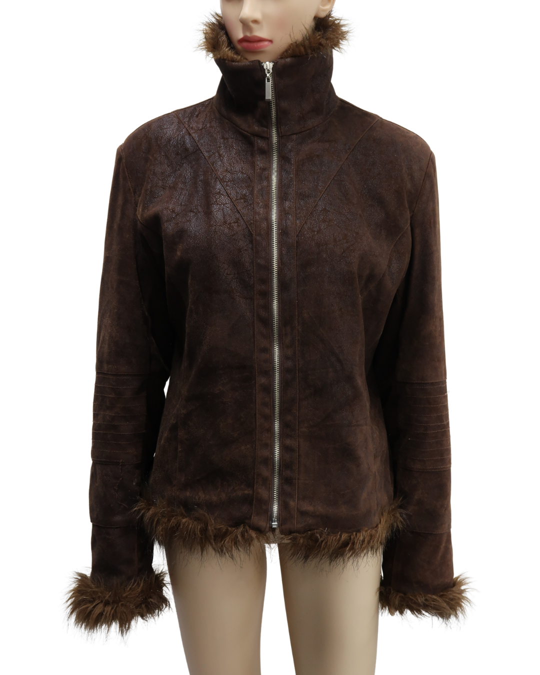 Manteau en daim marron - Leatitia Rosa - XL