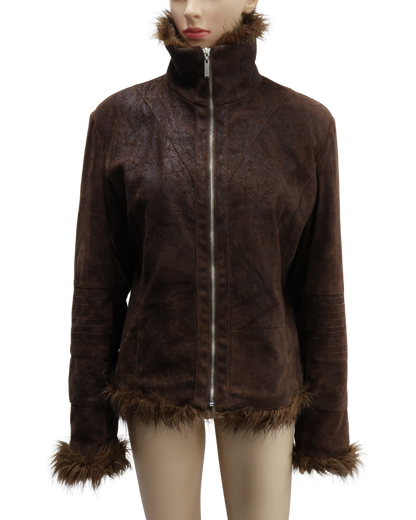 Manteau en daim marron - Leatitia Rosa - XL