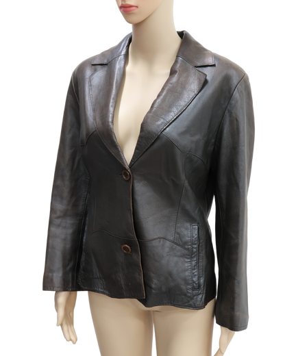 Veste en cuir marron foncée - Hypothese - M/L