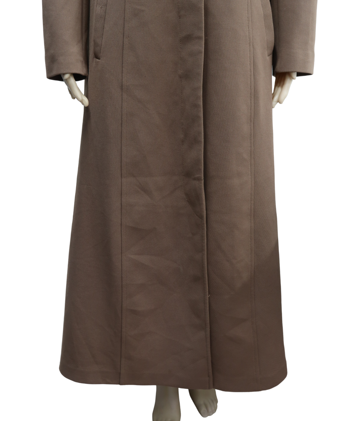 Manteau long marron avec épaulettes texturées noires - Soydan Gümer - M/L