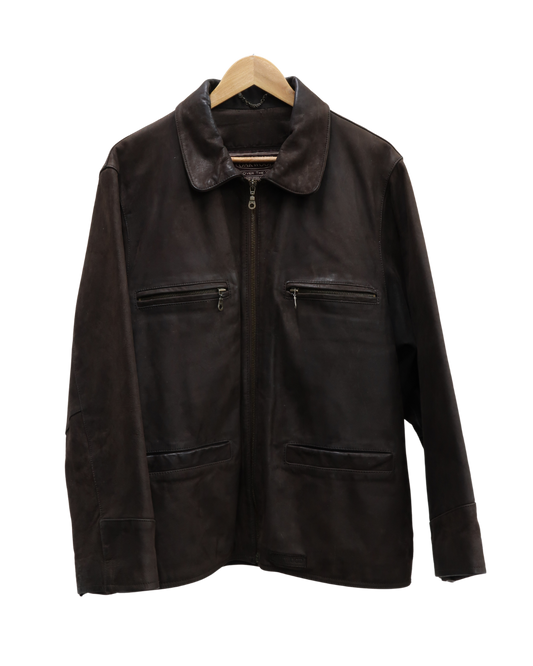 Veste en cuir marron épaisse - Oakwood - S