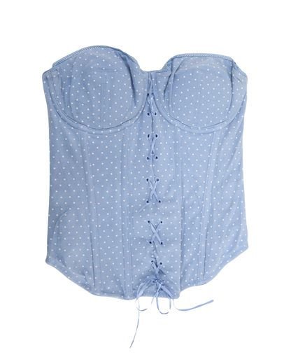 Corset bleu ciel à pois blanc - H&M - S