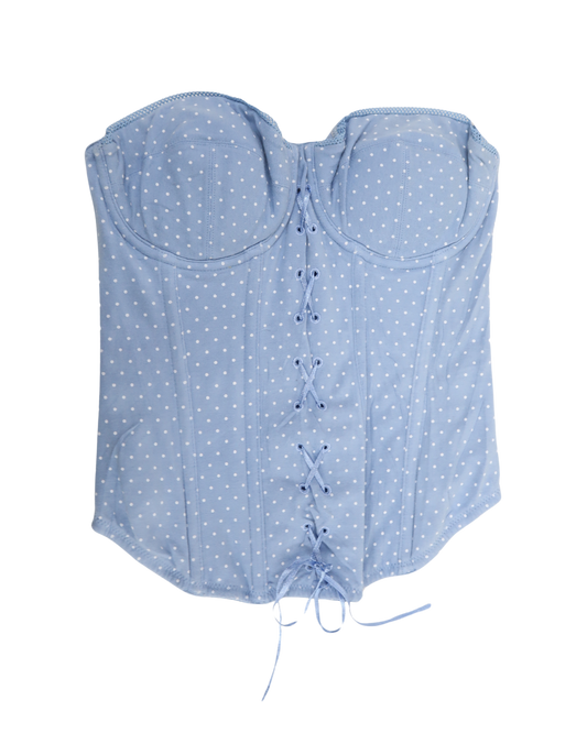 Corset bleu ciel à pois blanc - H&M - S