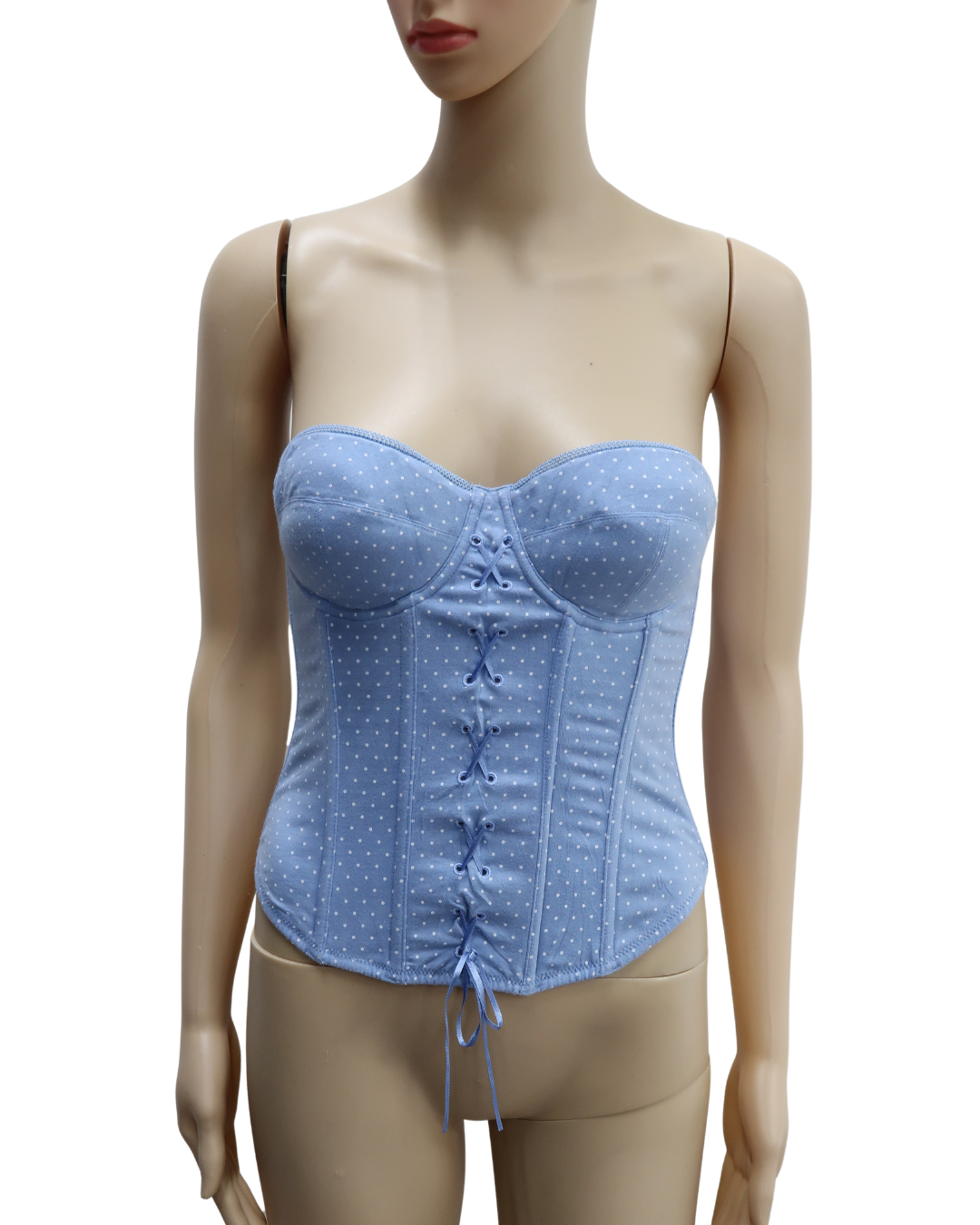 Corset bleu ciel à pois blanc - H&M - S