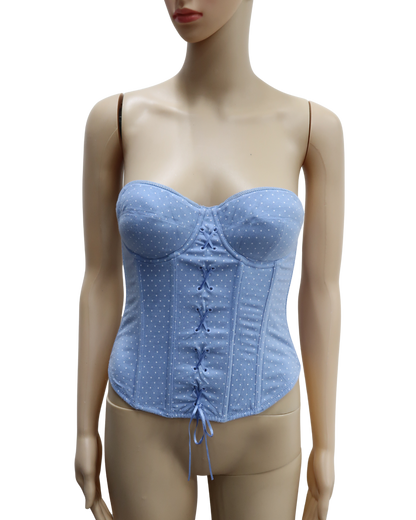 Corset bleu ciel à pois blanc - H&M - S