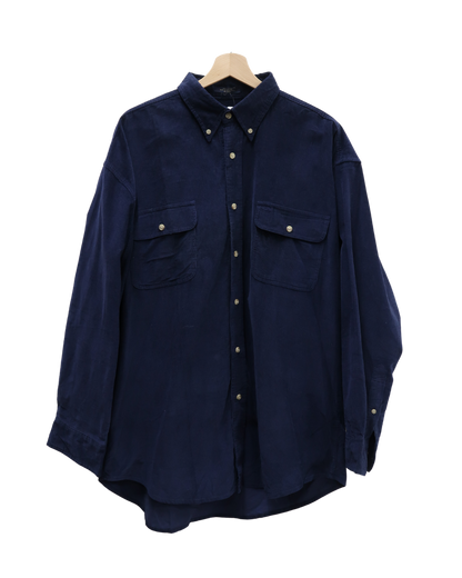 Chemise en velour bleue marine - International Waters - L