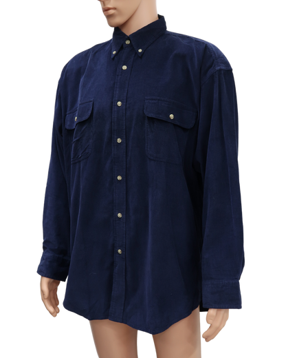 Chemise en velour bleue marine - International Waters - L