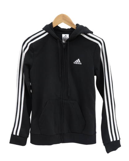 Veste noire à capuche à bandes blanches - Adidas - XS