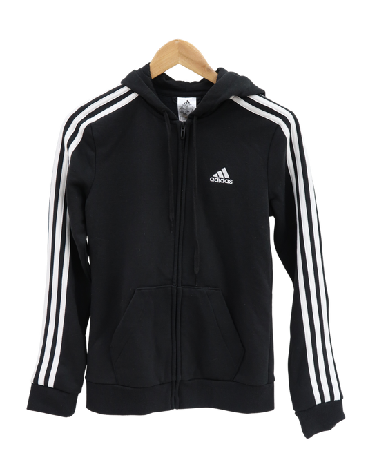 Veste noire à capuche à bandes blanches - Adidas - XS