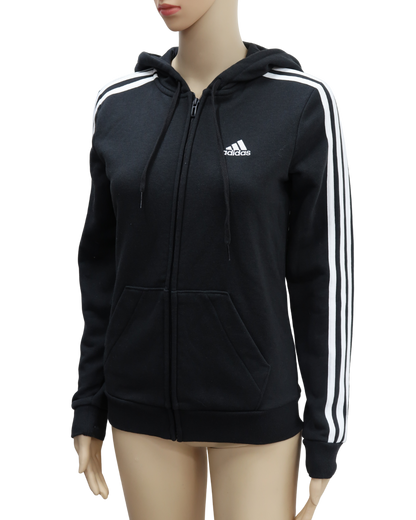 Veste noire à capuche à bandes blanches - Adidas - XS