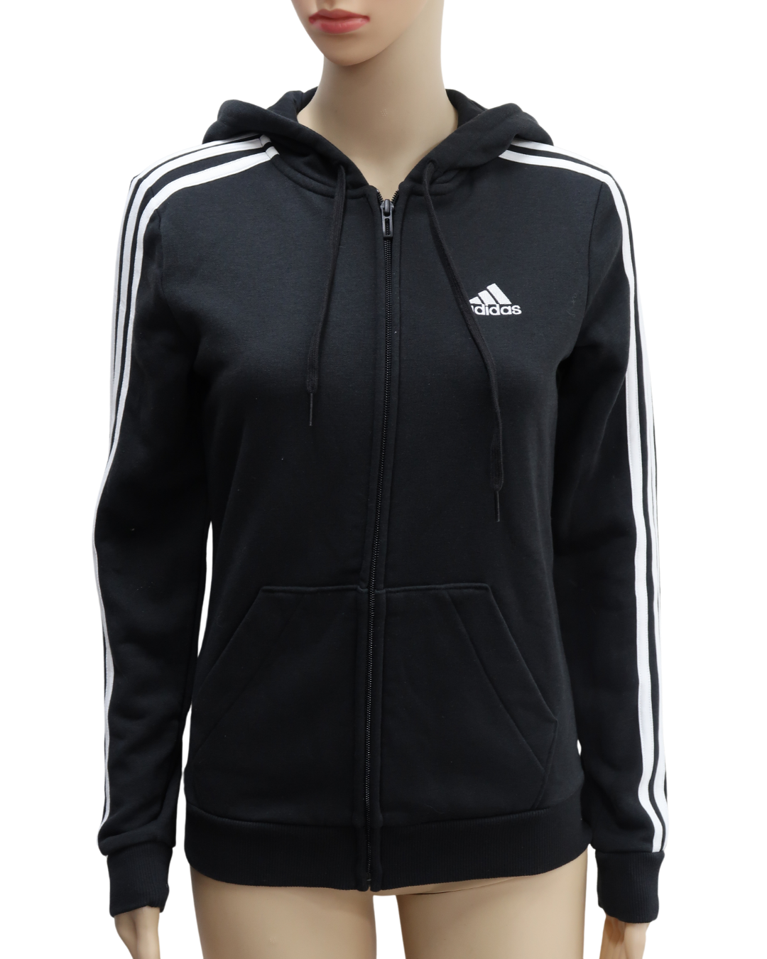 Veste noire à capuche à bandes blanches - Adidas - XS