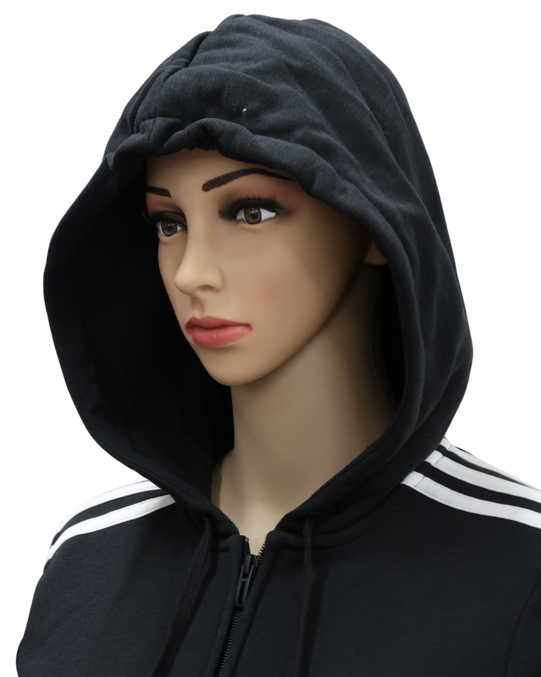 Veste noire à capuche à bandes blanches - Adidas - XS