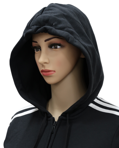 Veste noire à capuche à bandes blanches - Adidas - XS