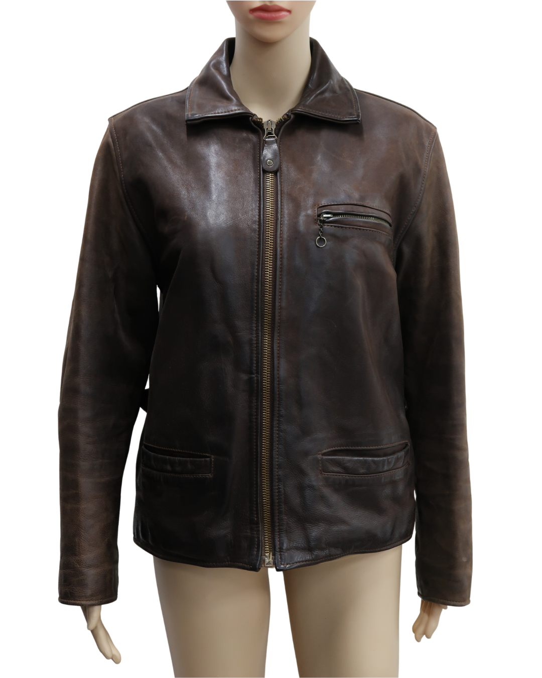 Veste en cuir large marron - Oakwood - L