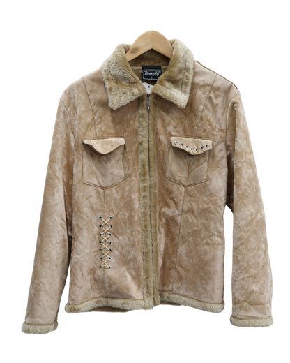 Manteau en fourrure beige avec lacets - Donnaio - L