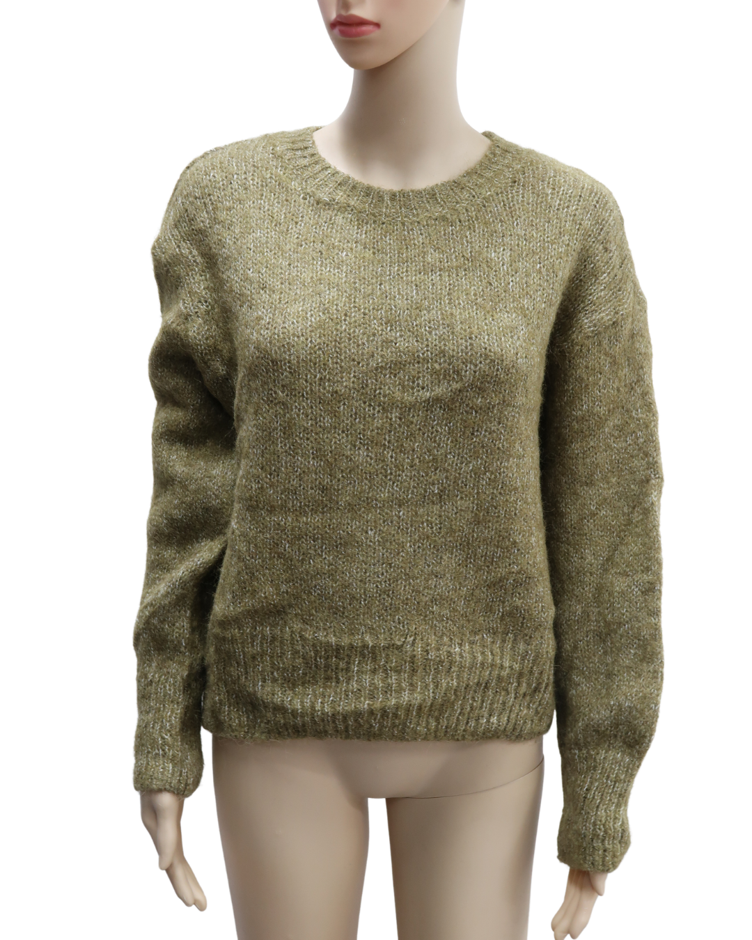 Pull en laine khaki & blanc - H&M - S