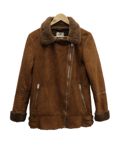 Manteau camel doublé de fourrure - Pull&Bear - M