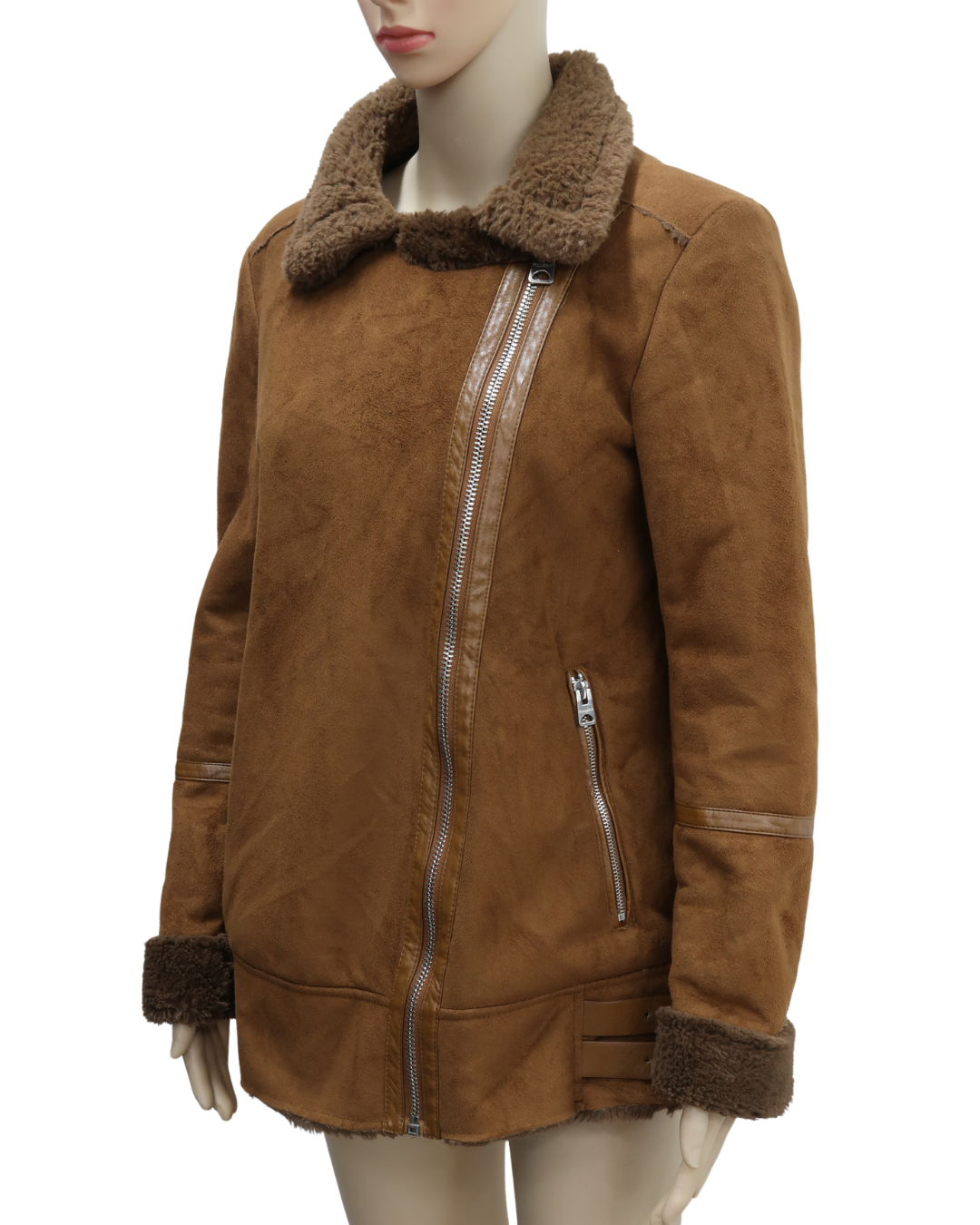 Manteau camel doublé de fourrure - Pull&Bear - M