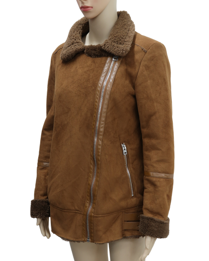 Manteau camel doublé de fourrure - Pull&Bear - M