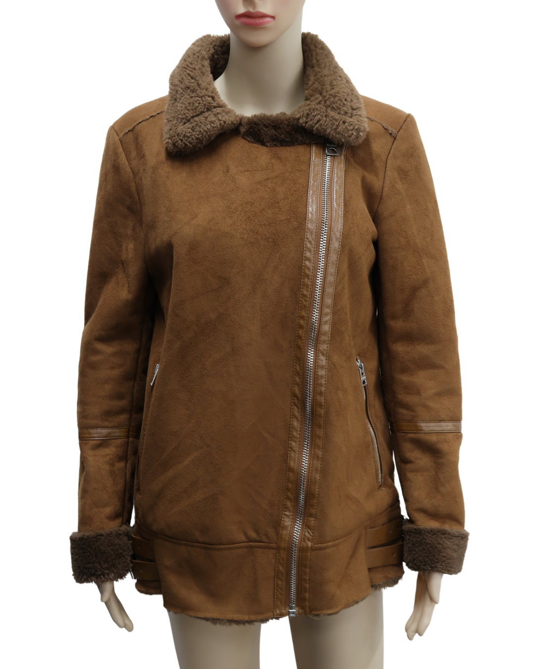 Manteau camel doublé de fourrure - Pull&Bear - M