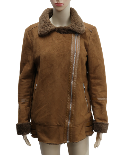 Manteau camel doublé de fourrure - Pull&Bear - M