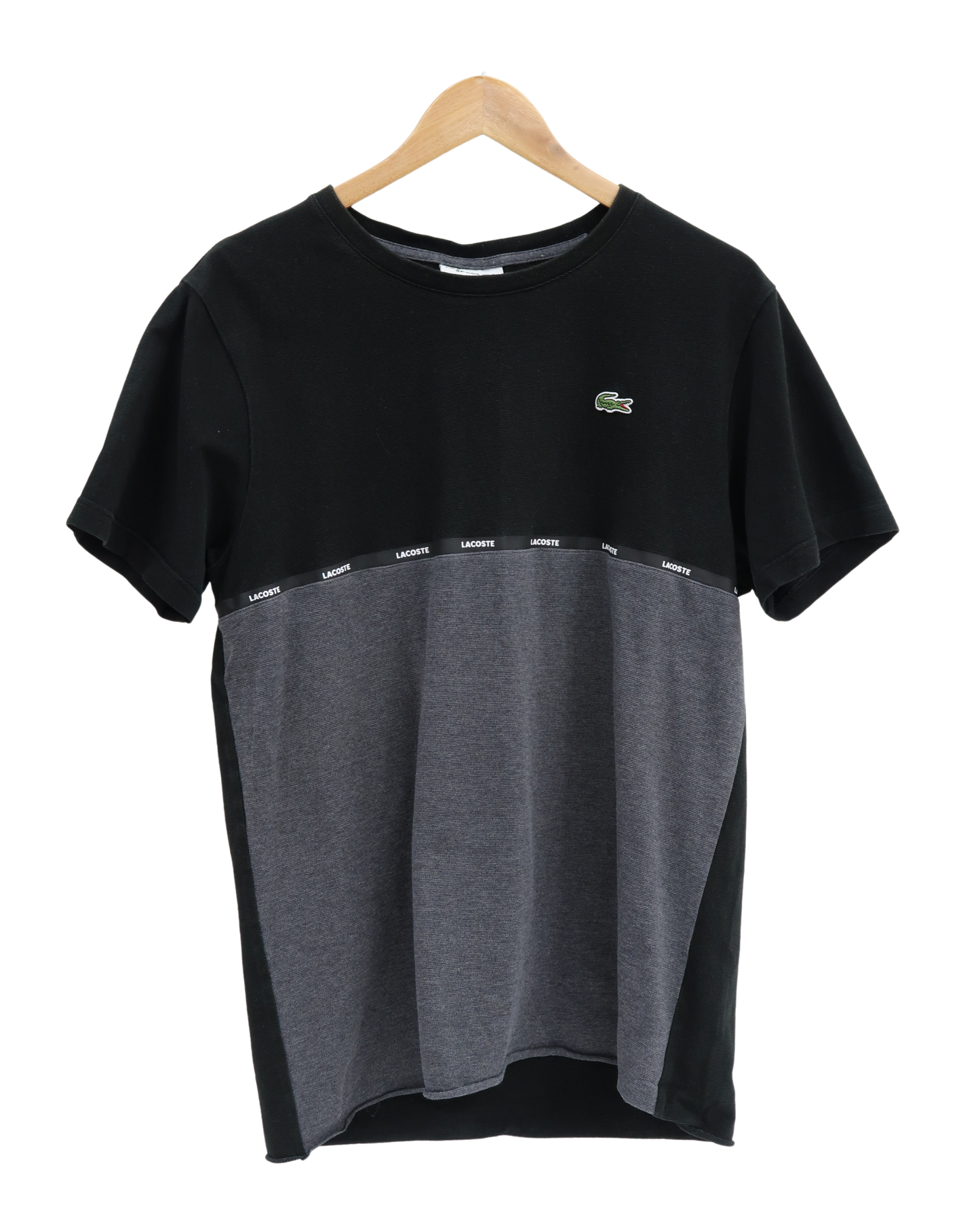 T-shirt noir et gris à manches courtes - Lacoste - L