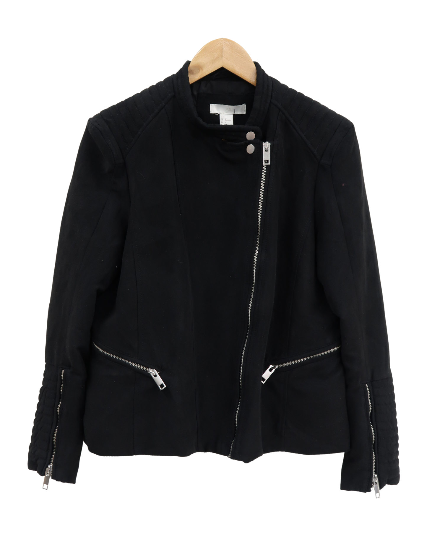 Veste en daim noire à fermeture asymétrique - H&M - XL