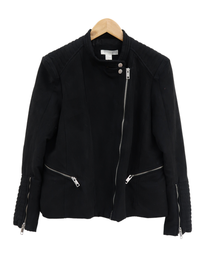 Veste en daim noire à fermeture asymétrique - H&M - XL