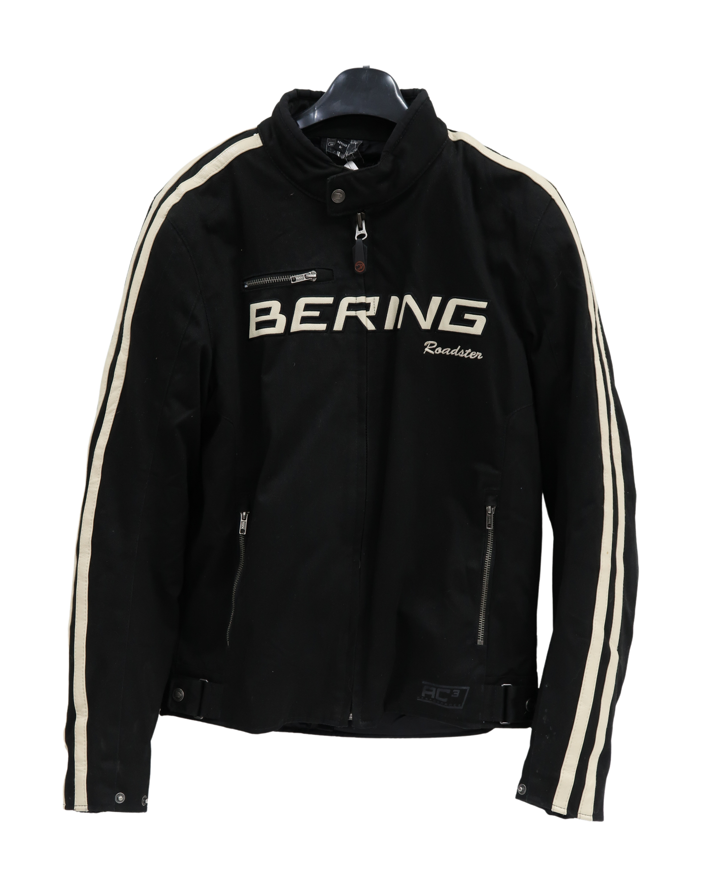 Veste de moto noire à bandes beiges - Bering Roaster - M