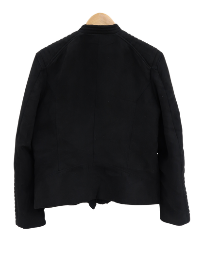 Veste en daim noire à fermeture asymétrique - H&M - XL