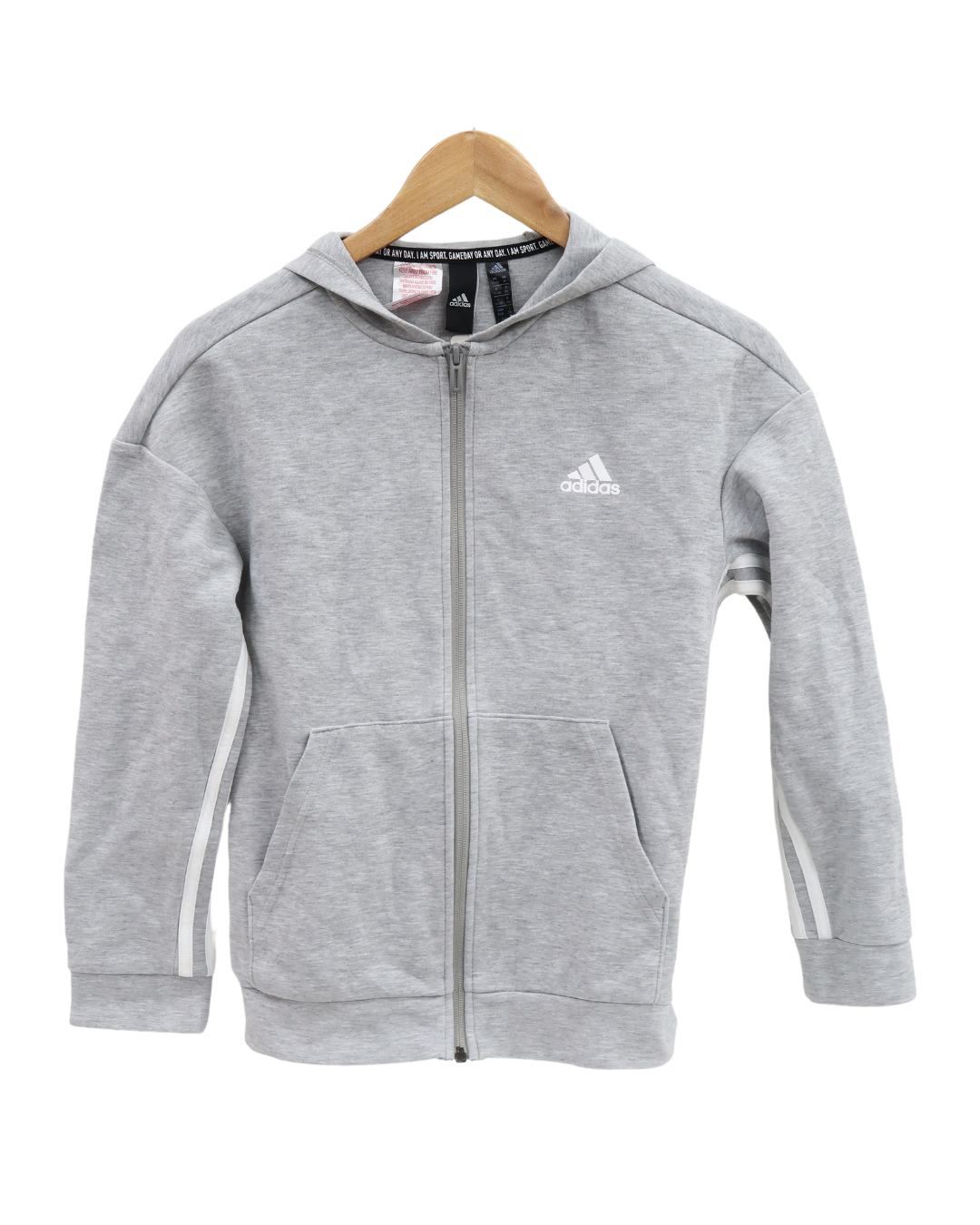 Veste à capuche grise & blanche - Adidas - 11/12 ans - Mixte