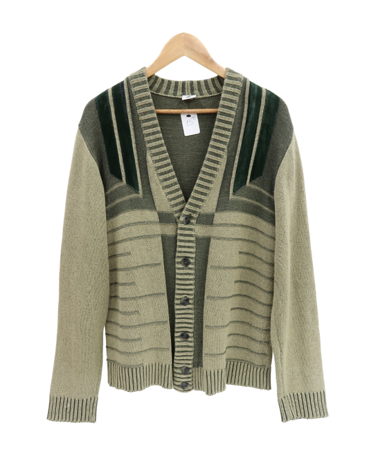 Cardigan en laine beige & vert - Blanche porte - M