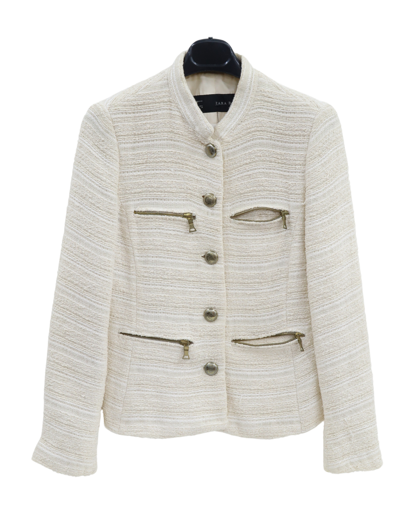 Blazer texturée crème à boutons dorés - Zara - M