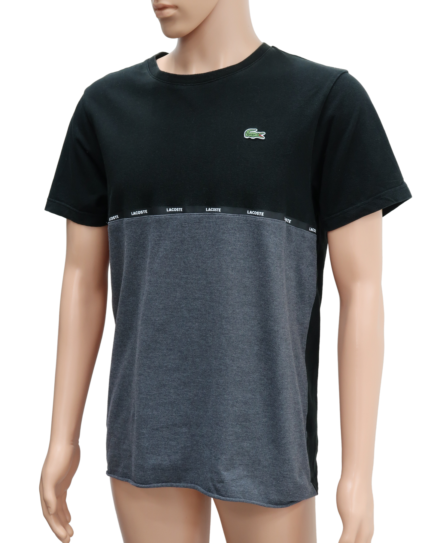 T-shirt noir et gris à manches courtes - Lacoste - L