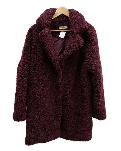 Manteau en moumoute bordeaux - Naf Naf - L