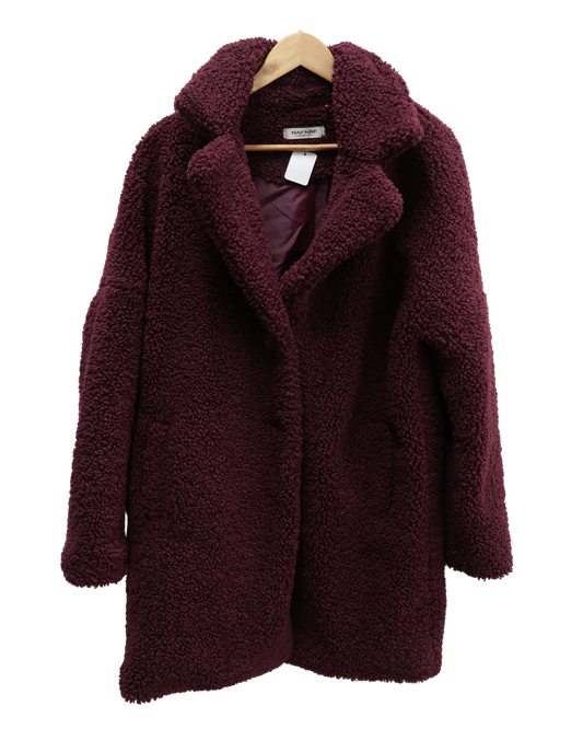 Manteau en moumoute bordeaux - Naf Naf - L