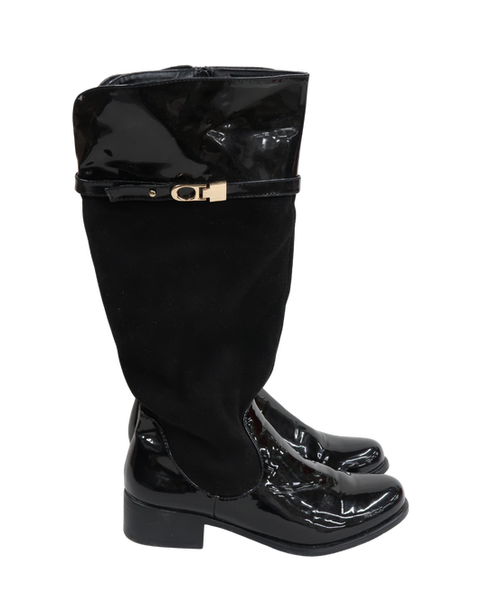 Bottes hautes noires vernis en velour noir - 41