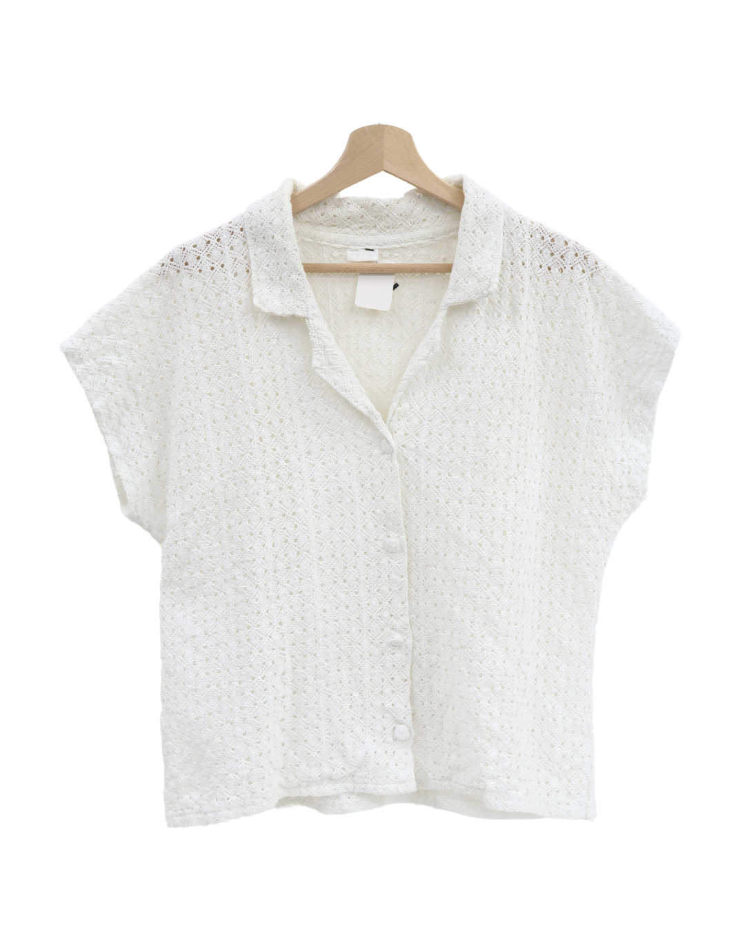 Chemise blanche en maille à manches courtes -  M