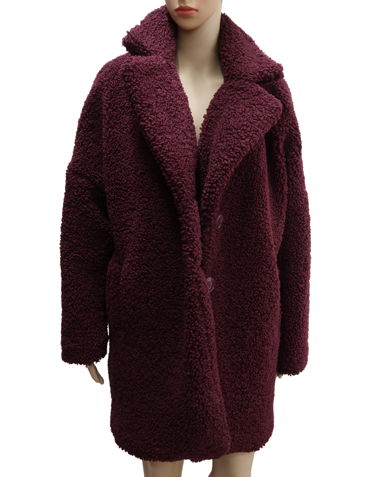 Manteau en moumoute bordeaux - Naf Naf - L