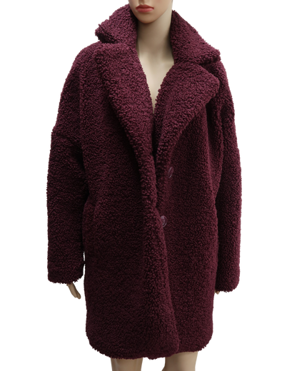 Manteau en moumoute bordeaux - Naf Naf - L