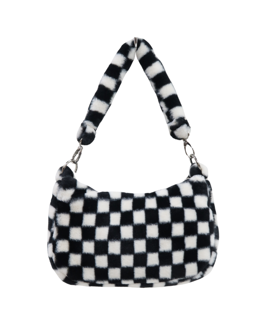 Sac à main en fourure damier noir & blanc - Fishboner